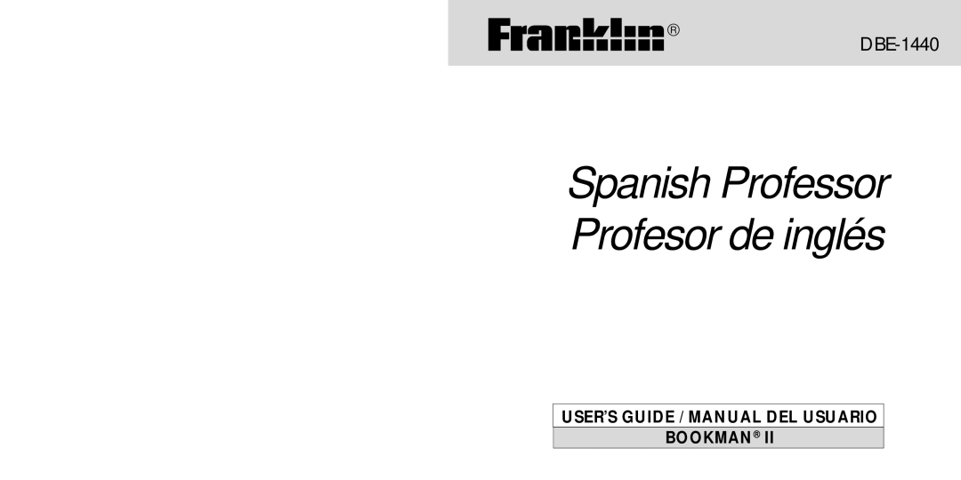 Franklin DBE-1440 manual Spanish Professor Profesor de inglés 