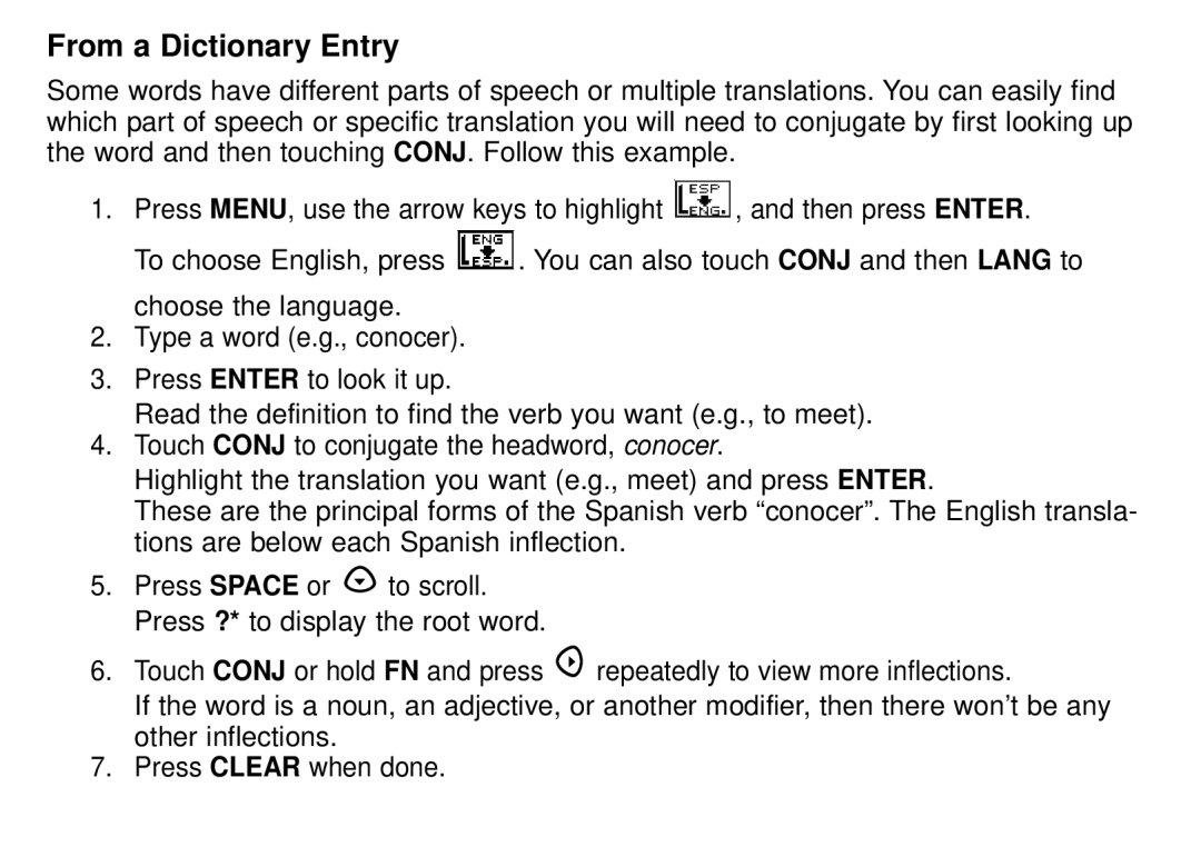 Franklin DBE-1450 manual From a Dictionary Entry 