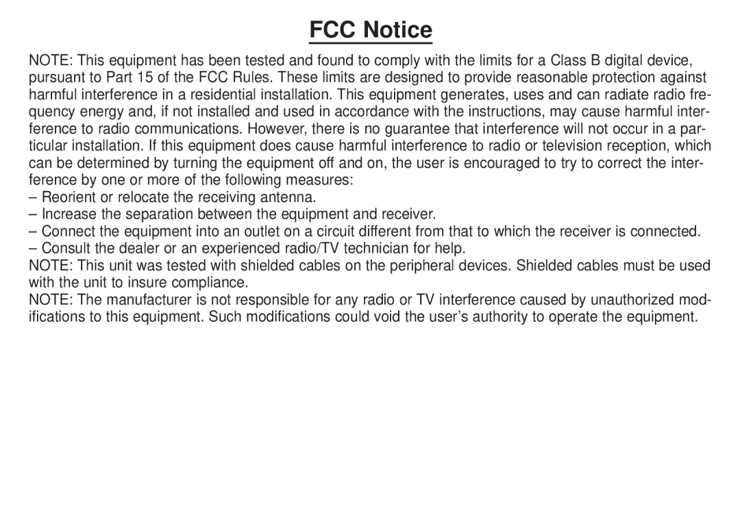 Franklin DBE-1450 manual FCC Notice 