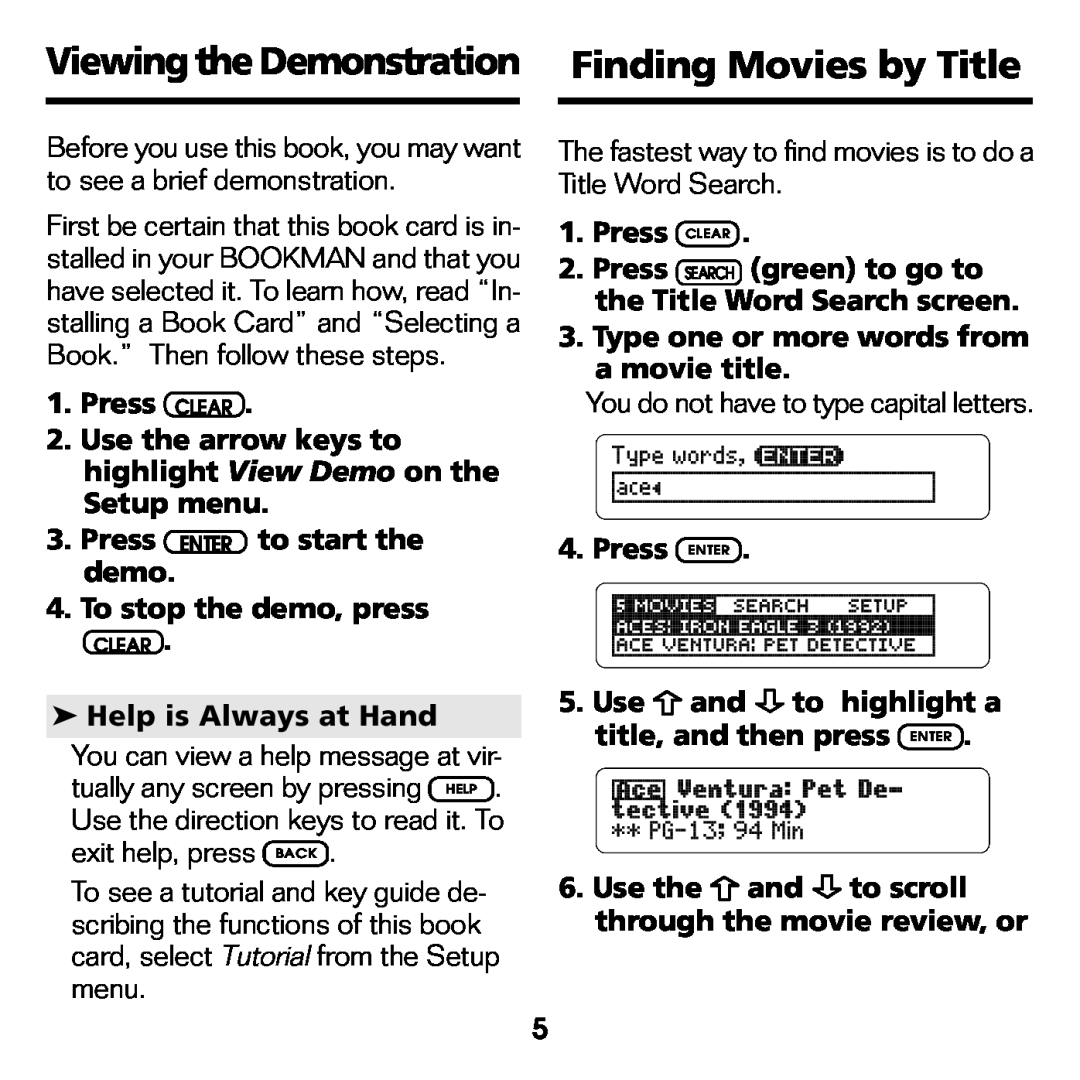 Franklin FLX-2074 manual Viewing the Demonstration Finding Movies by Title 