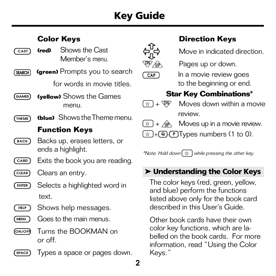 Franklin FLX-2074 manual Key Guide 