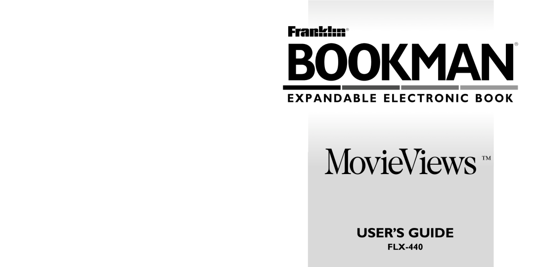 Franklin FLX-440 manual Bookman, MovieViews, User’S Guide, Expandable Electronic Book 