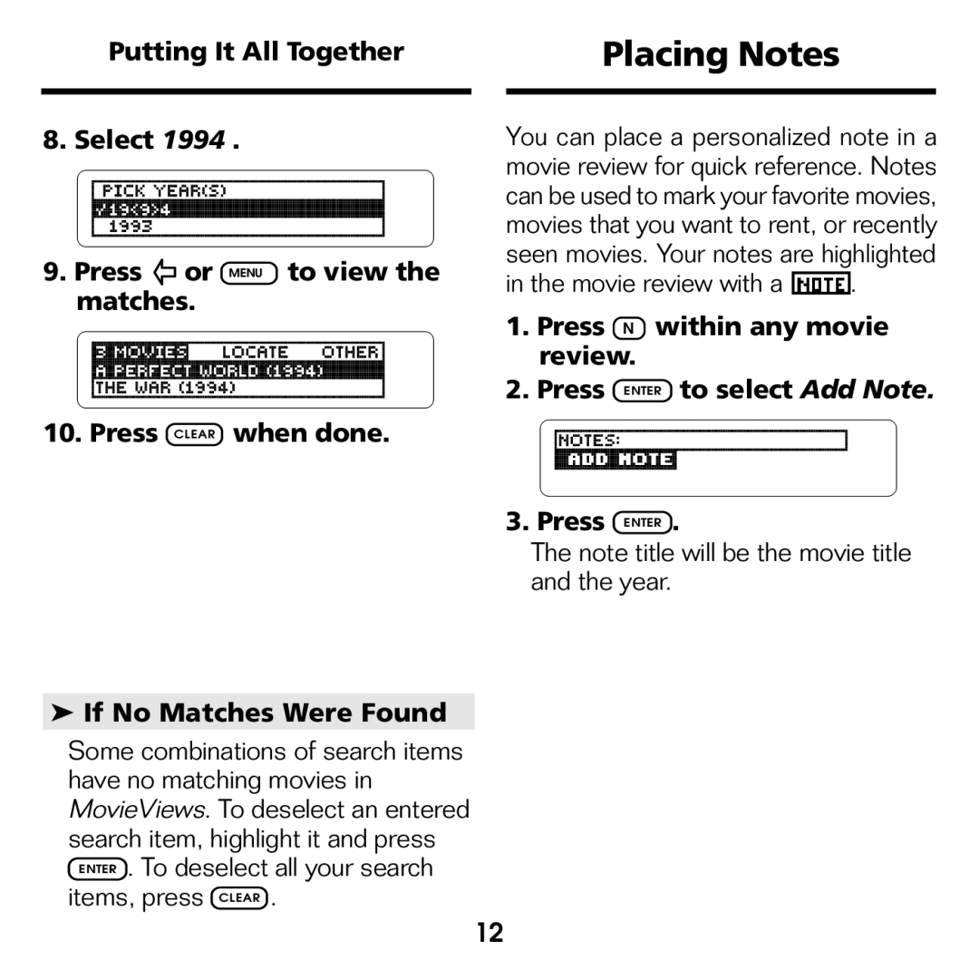 Franklin FLX-440 manual Placing Notes 