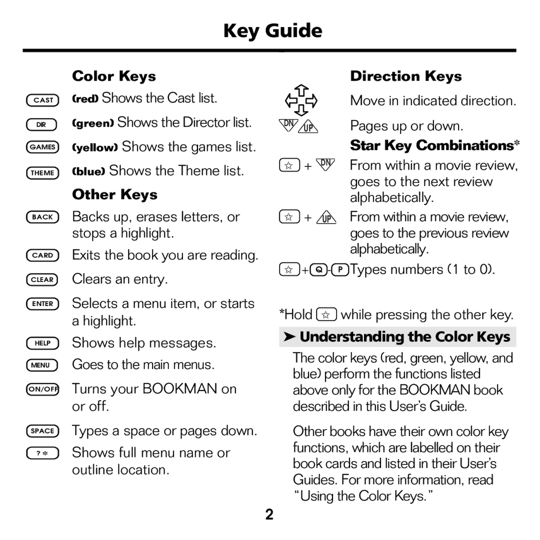 Franklin FLX-440 manual Key Guide 