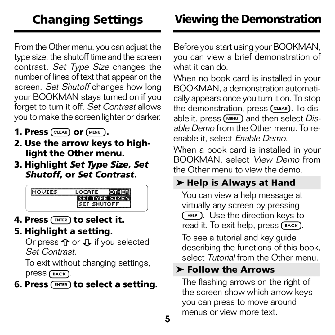 Franklin FLX-440 manual Changing Settings 