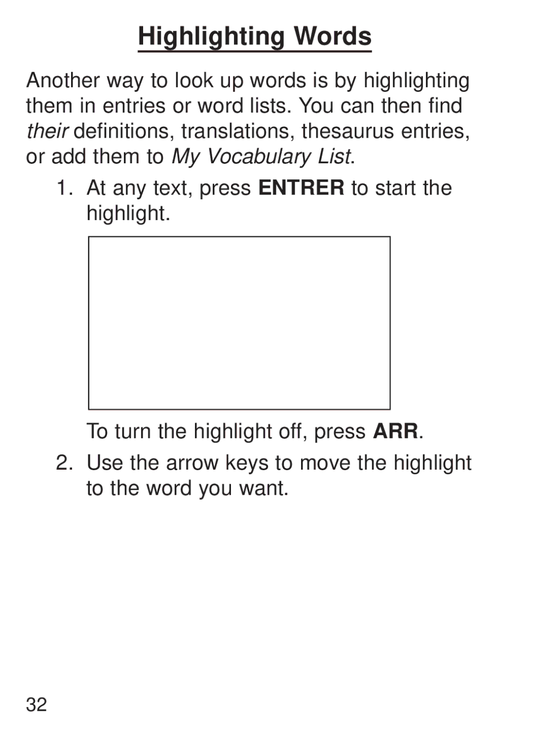 Franklin FQS-1870 manual Highlighting Words 