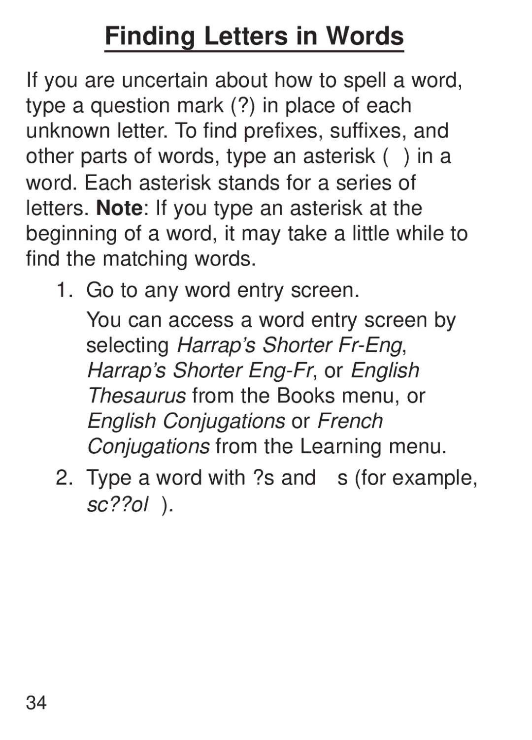 Franklin FQS-1870 manual Finding Letters in Words 