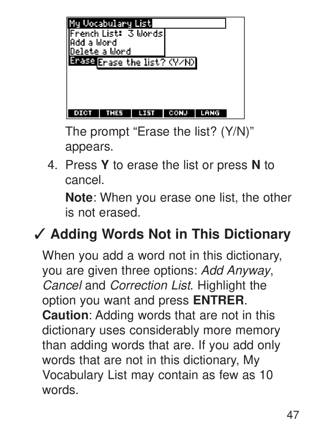 Franklin FQS-1870 manual Adding Words Not in This Dictionary 