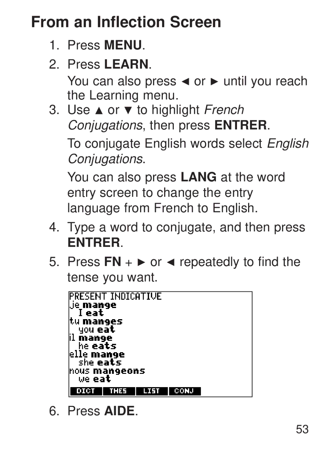 Franklin FQS-1870 manual From an Inflection Screen 