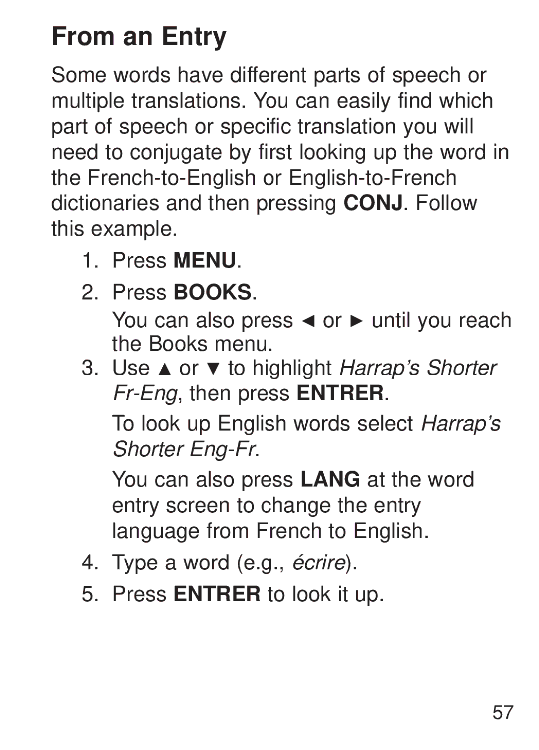 Franklin FQS-1870 manual From an Entry 