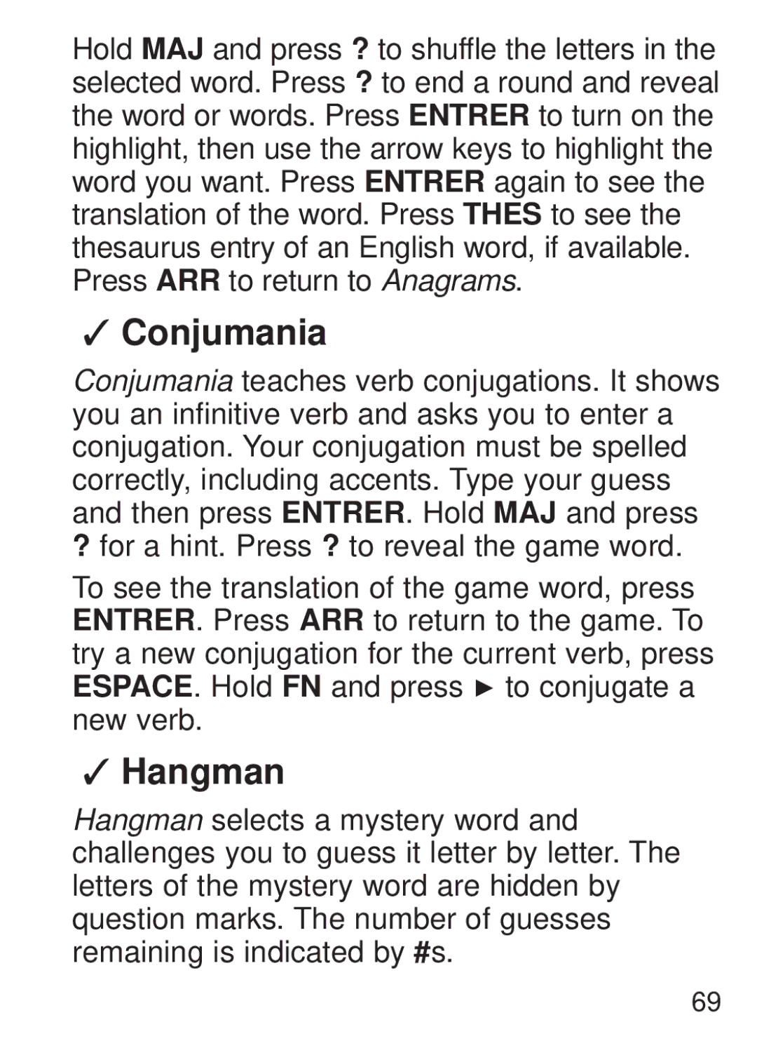 Franklin FQS-1870 manual Conjumania, Hangman 