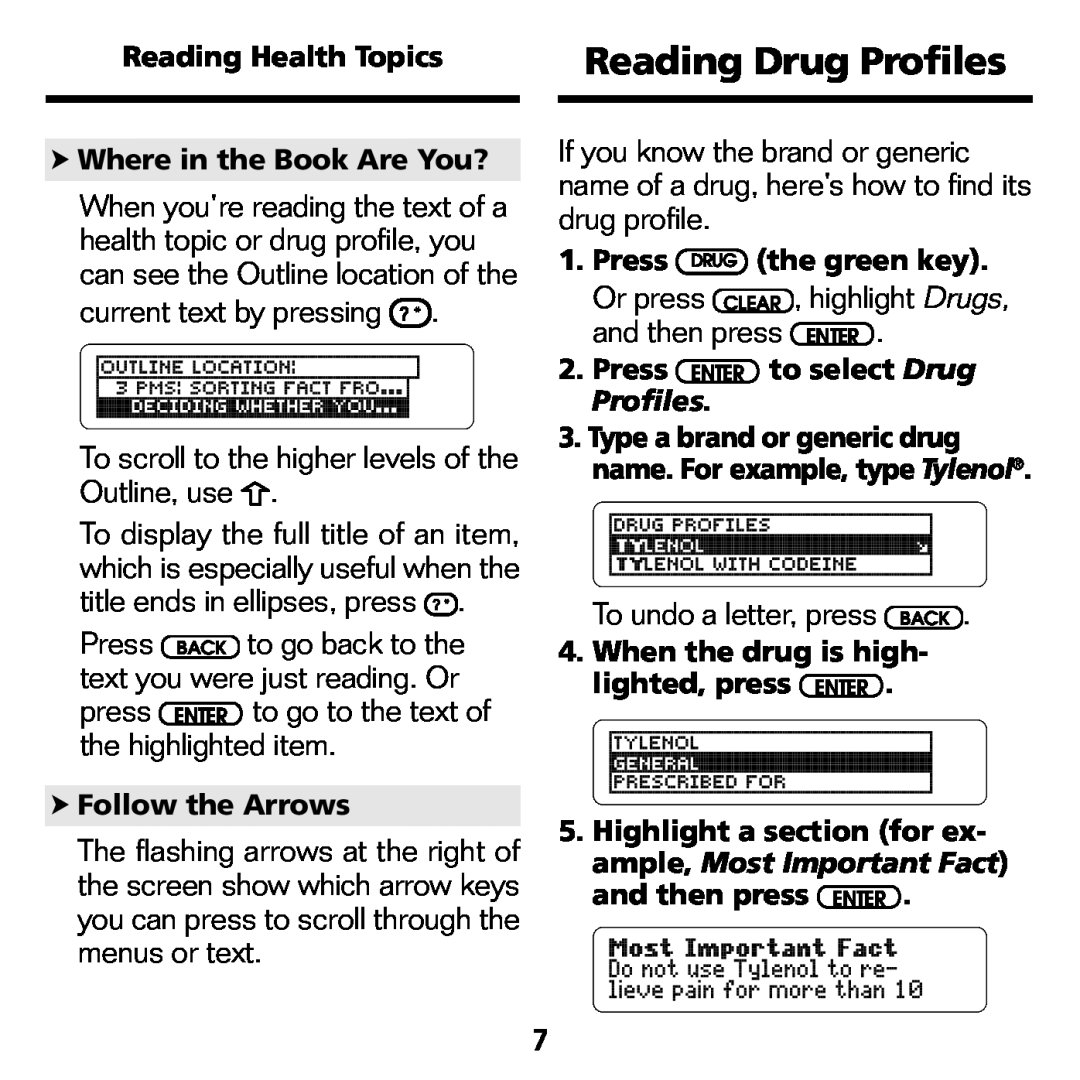 Franklin GWH-2055 manual Reading Drug Profiles 