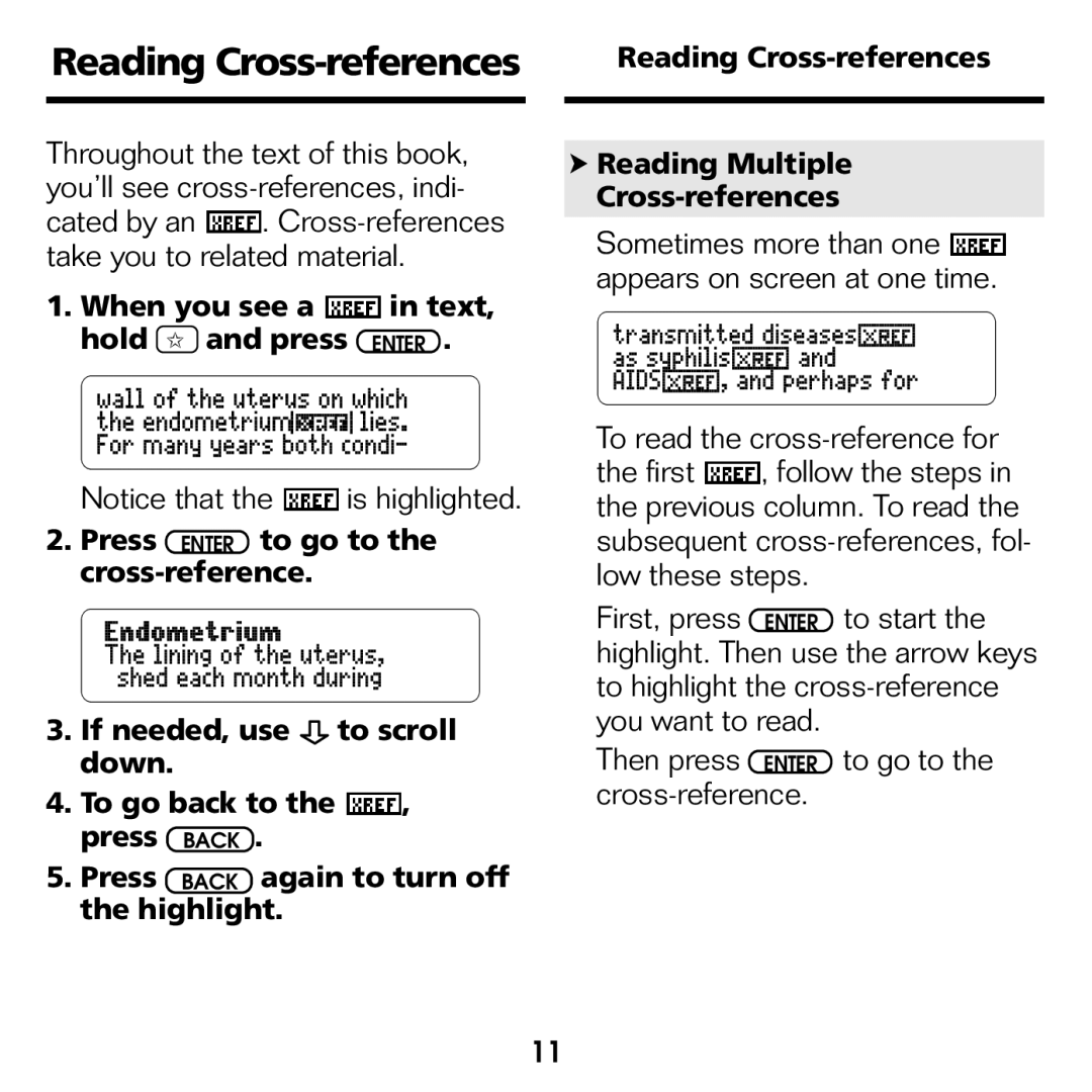 Franklin GWH-2055 manual Reading Cross-references, To read the cross-reference for 