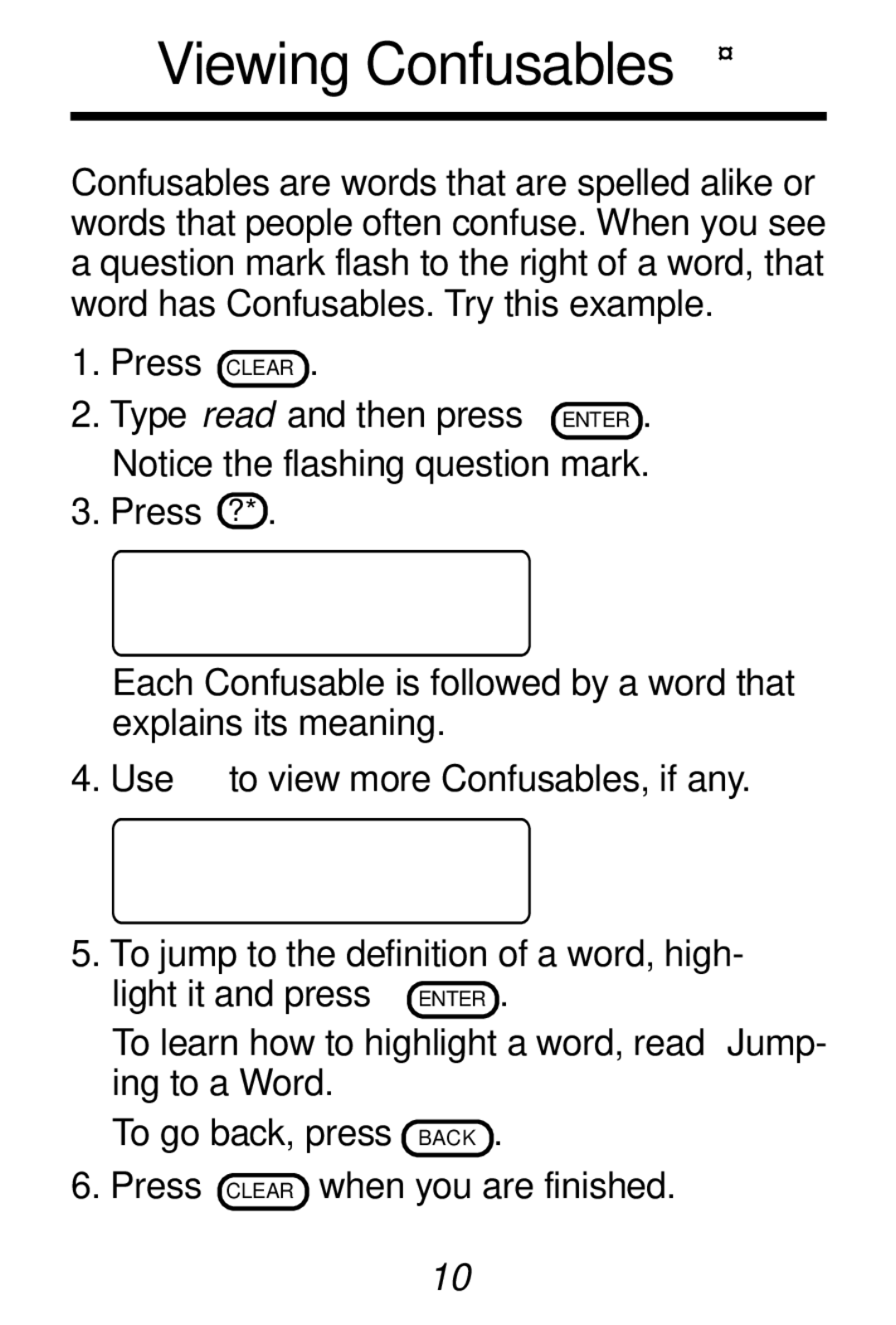 Franklin HW-216 manual Viewing Confusables 