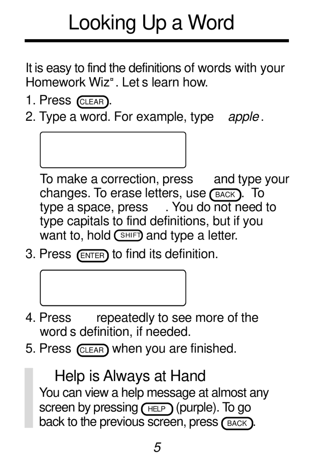 Franklin HW-216 manual Looking Up a Word, Help is Always at Hand 