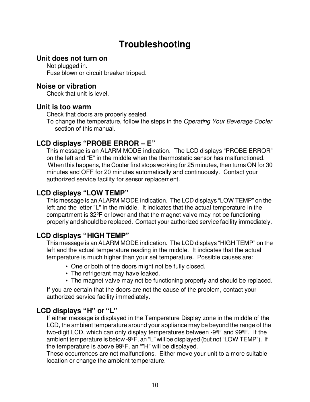 Franklin Industries, L.L.C FBC36OD manual Troubleshooting 