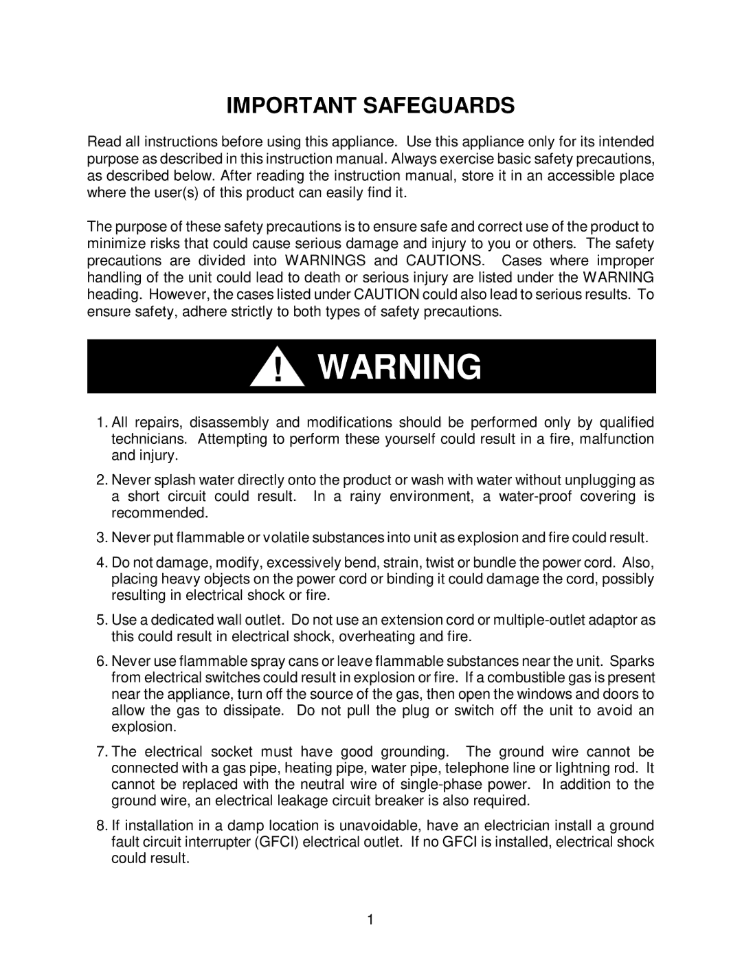 Franklin Industries, L.L.C FBC36OD manual Important Safeguards 