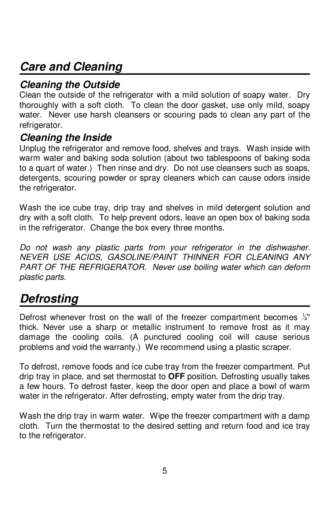 Franklin Industries, L.L.C FC-380 Series manual Care and Cleaning, Defrosting, Cleaning the Outside, Cleaning the Inside 