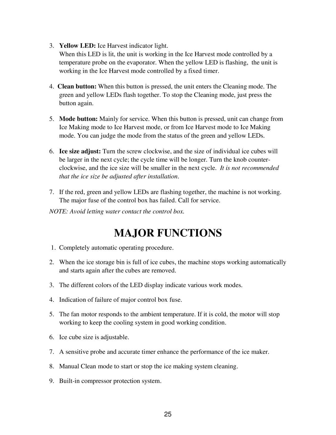 Franklin Industries, L.L.C FIM120, FIM90 user manual Major Functions 