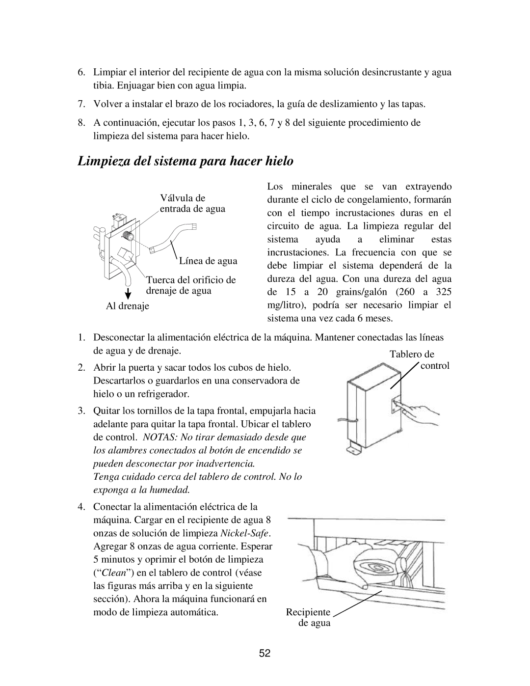 Franklin Industries, L.L.C FIM120, FIM90 user manual Limpieza del sistema para hacer hielo 