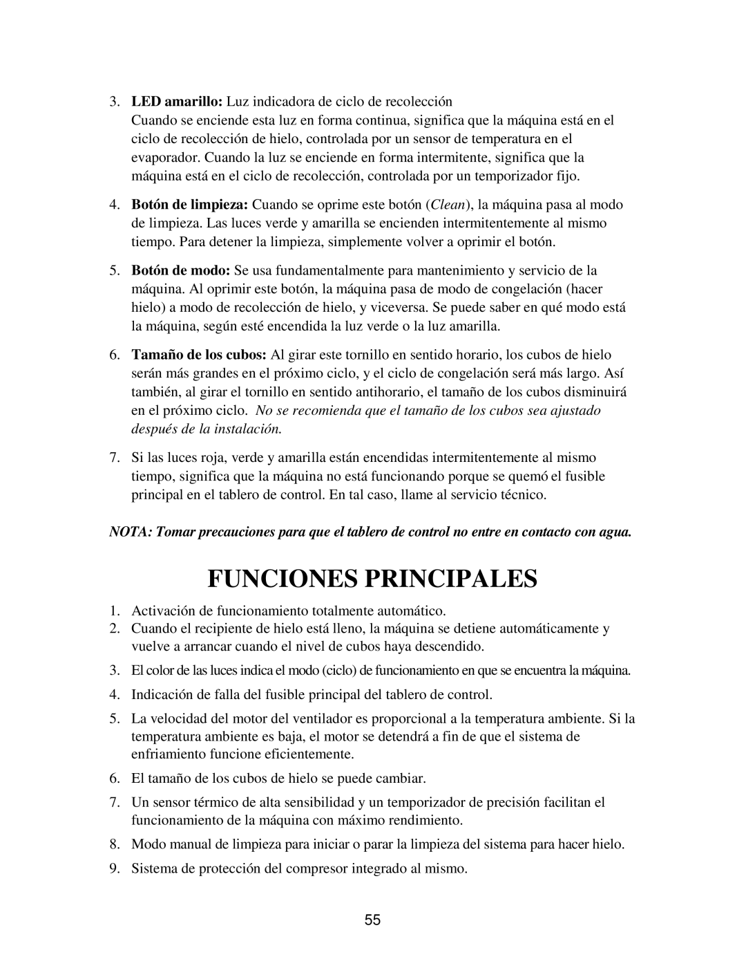 Franklin Industries, L.L.C FIM90, FIM120 user manual Funciones Principales 