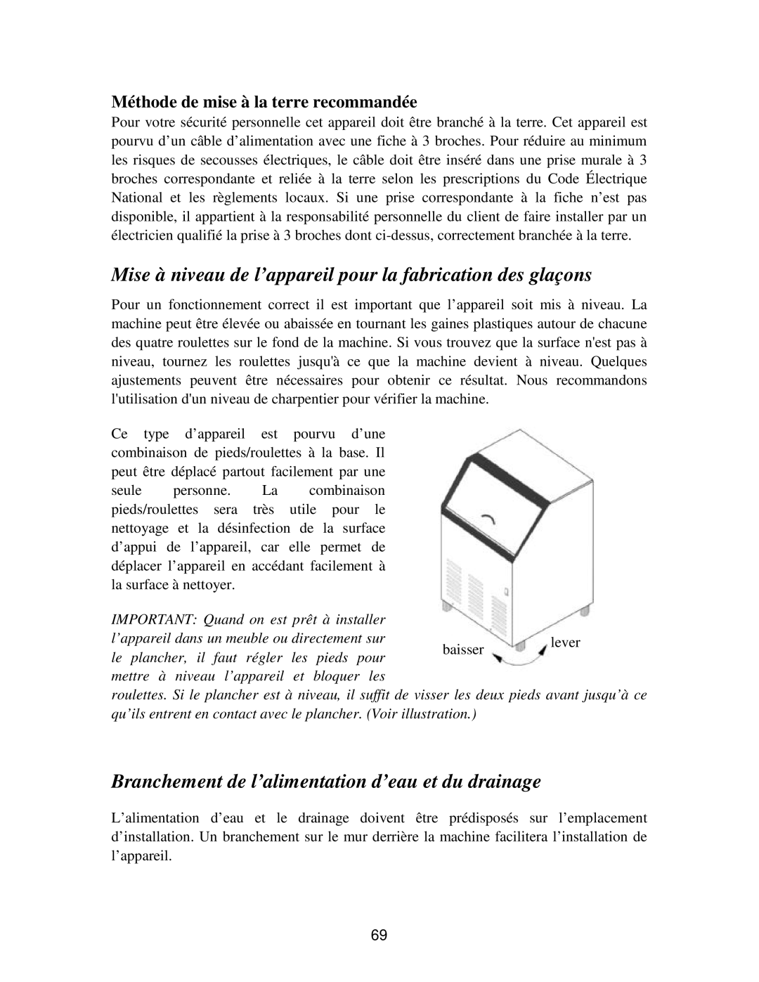 Franklin Industries, L.L.C FIM90, FIM120 user manual Mise à niveau de l’appareil pour la fabrication des glaçons 