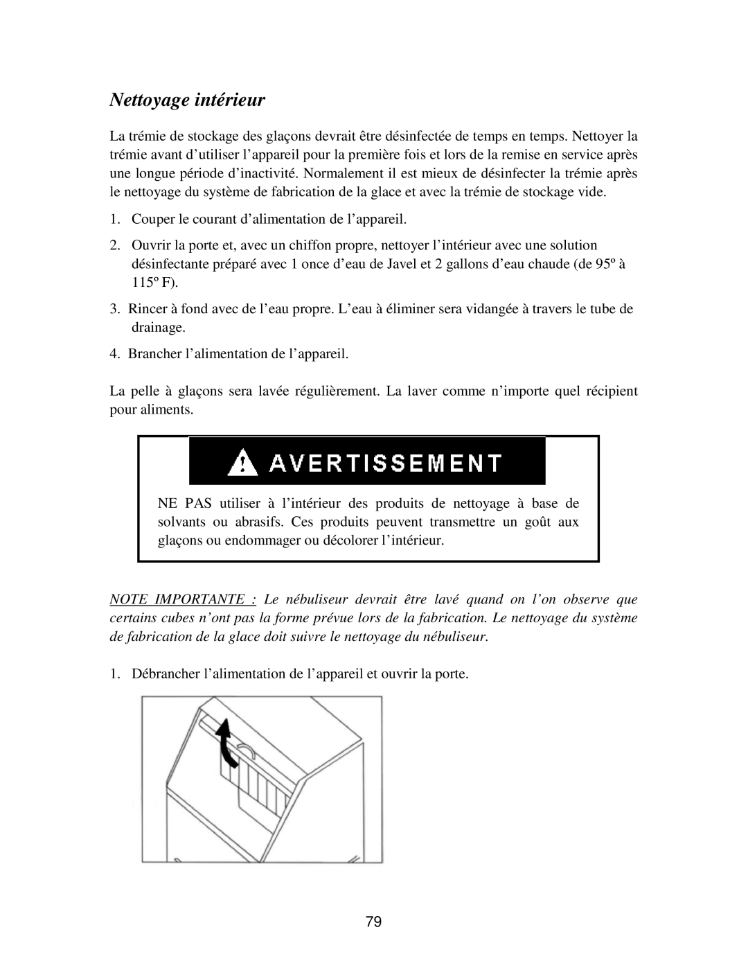 Franklin Industries, L.L.C FIM90, FIM120 user manual Nettoyage intérieur 