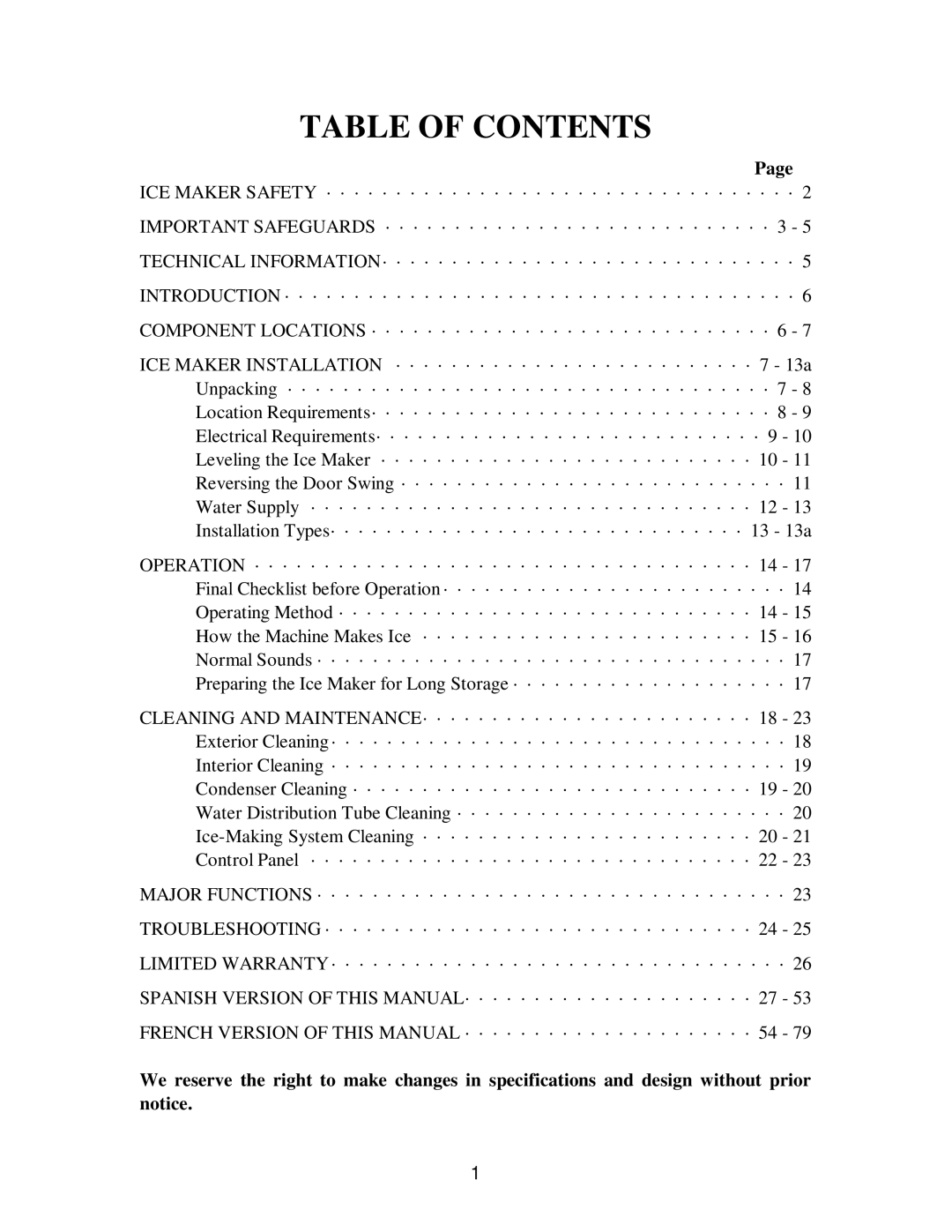 Franklin Industries, L.L.C fim35 user manual Table of Contents 