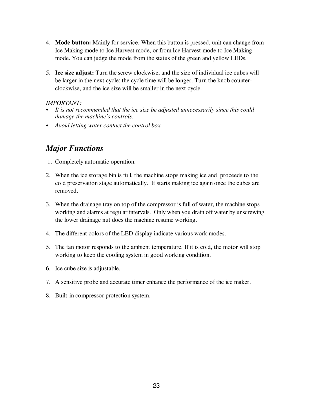 Franklin Industries, L.L.C fim35 user manual Major Functions 