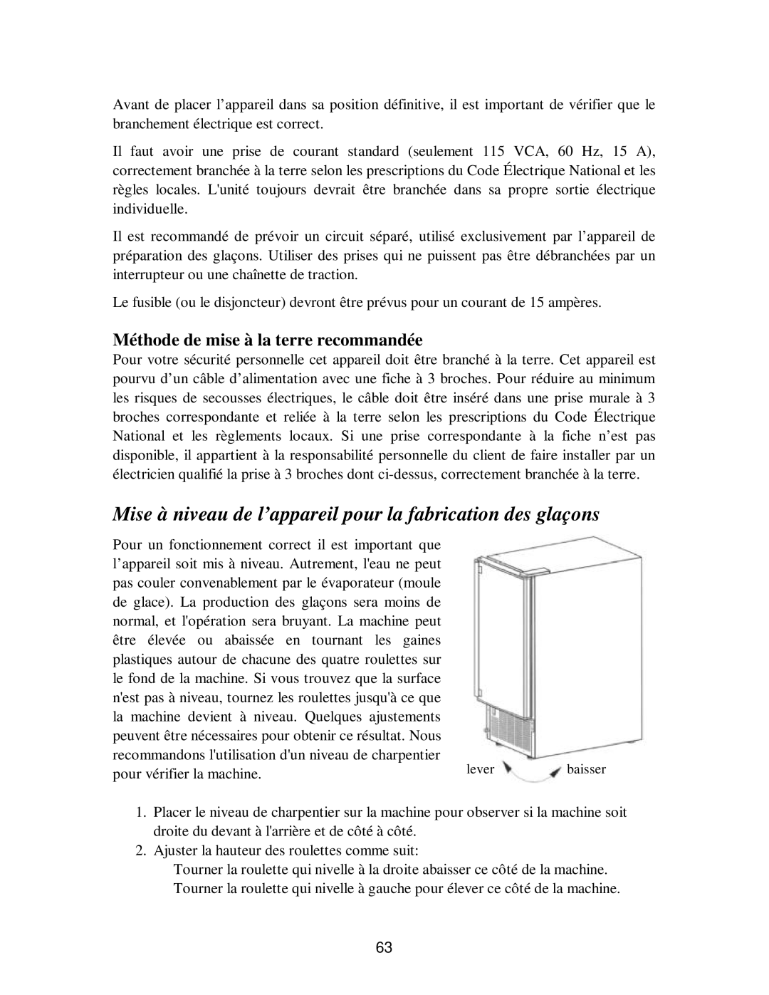 Franklin Industries, L.L.C fim35 user manual Mise à niveau de l’appareil pour la fabrication des glaçons 