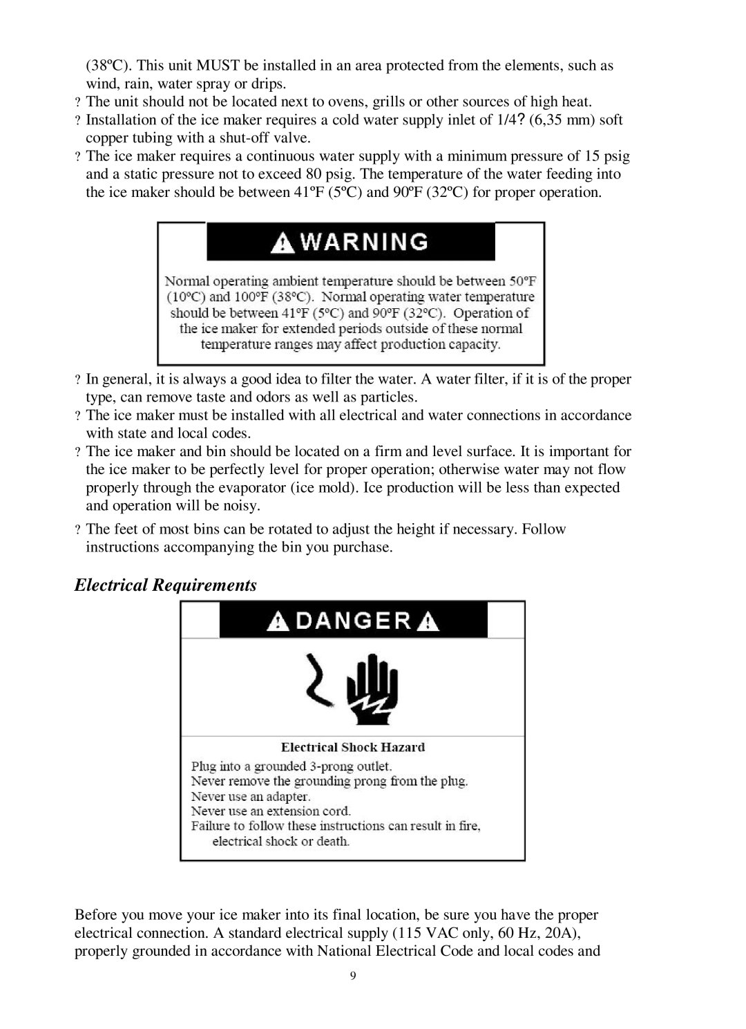 Franklin Industries, L.L.C FIM400 user manual Electrical Requirements 