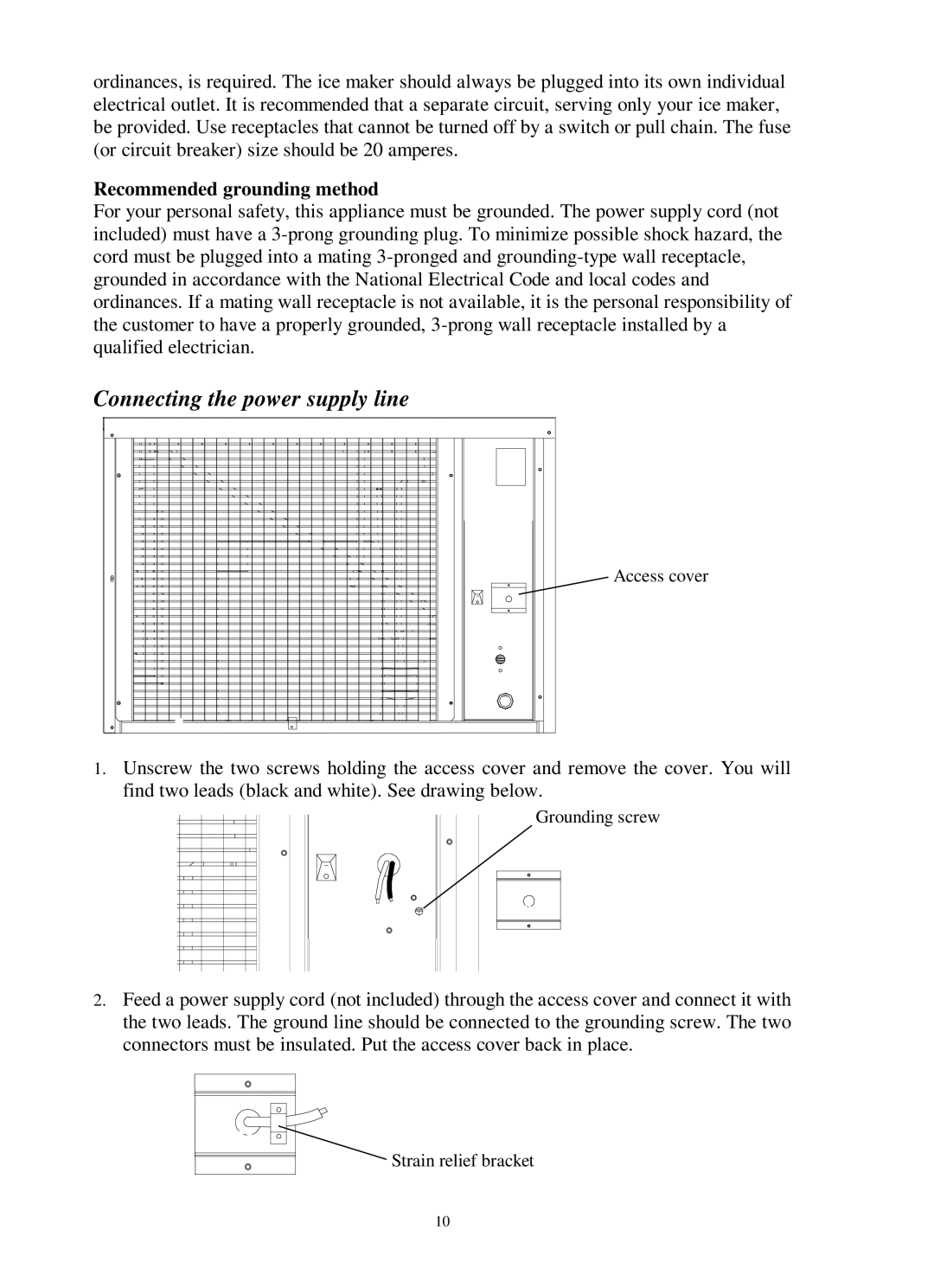 Franklin Industries, L.L.C FIM400 user manual Connecting the power supply line, Recommended grounding method 