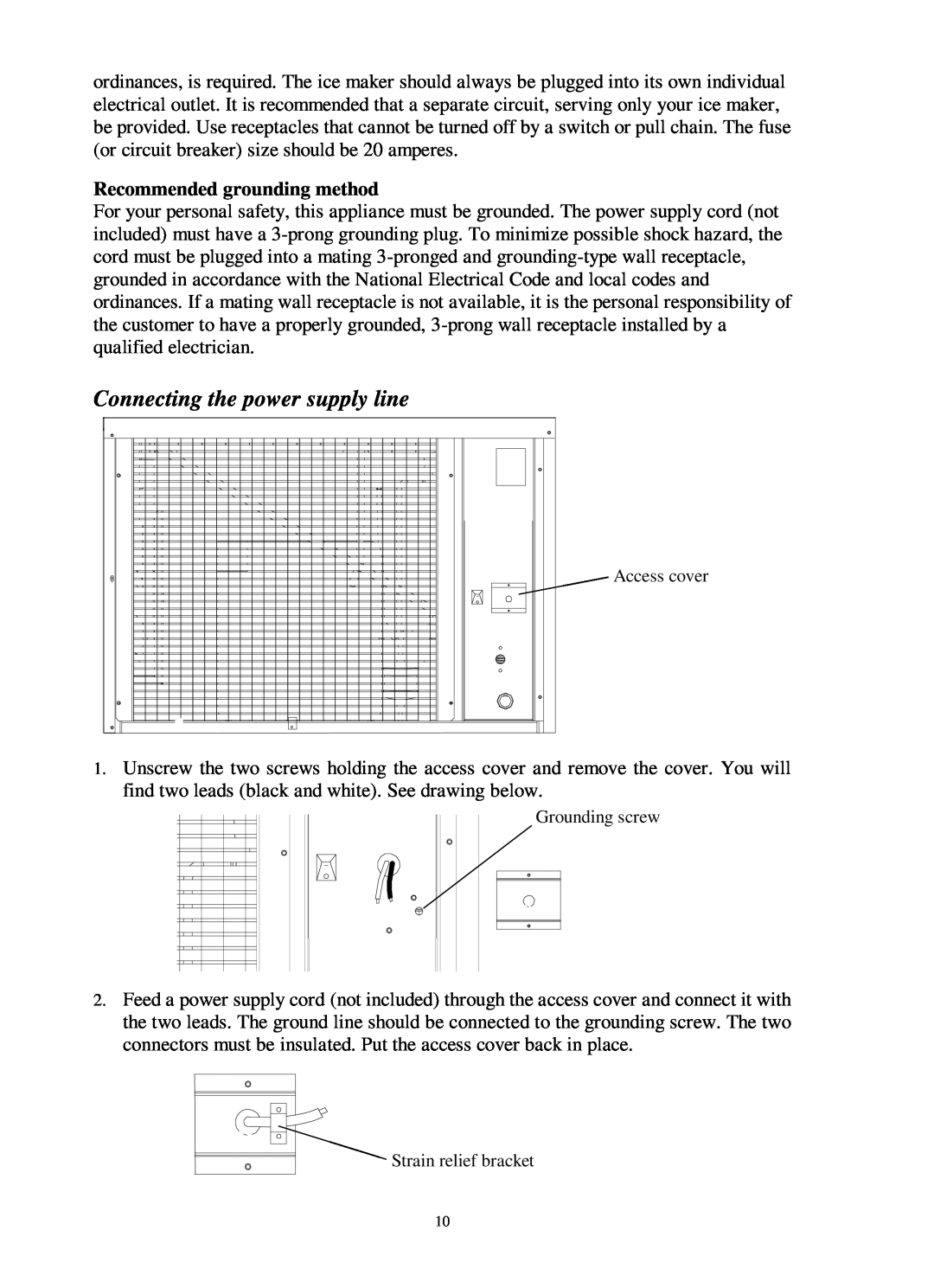 Franklin Industries, L.L.C FIM400 user manual Connecting the power supply line, Recommended grounding method 