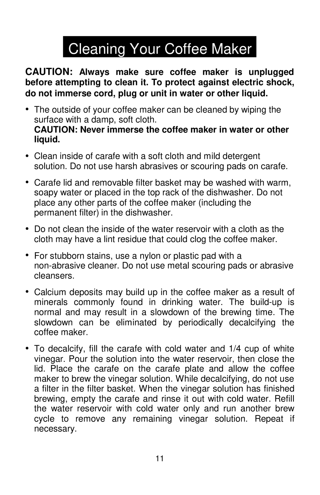 Franklin Industries, L.L.C pFR1730 manual Cleaning Your Coffee Maker 