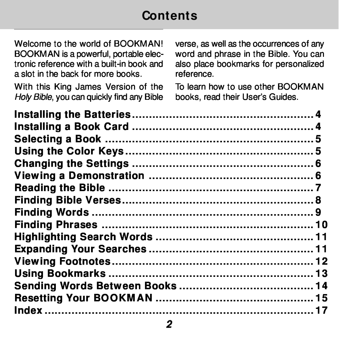 Franklin KJB-440 manual Contents 
