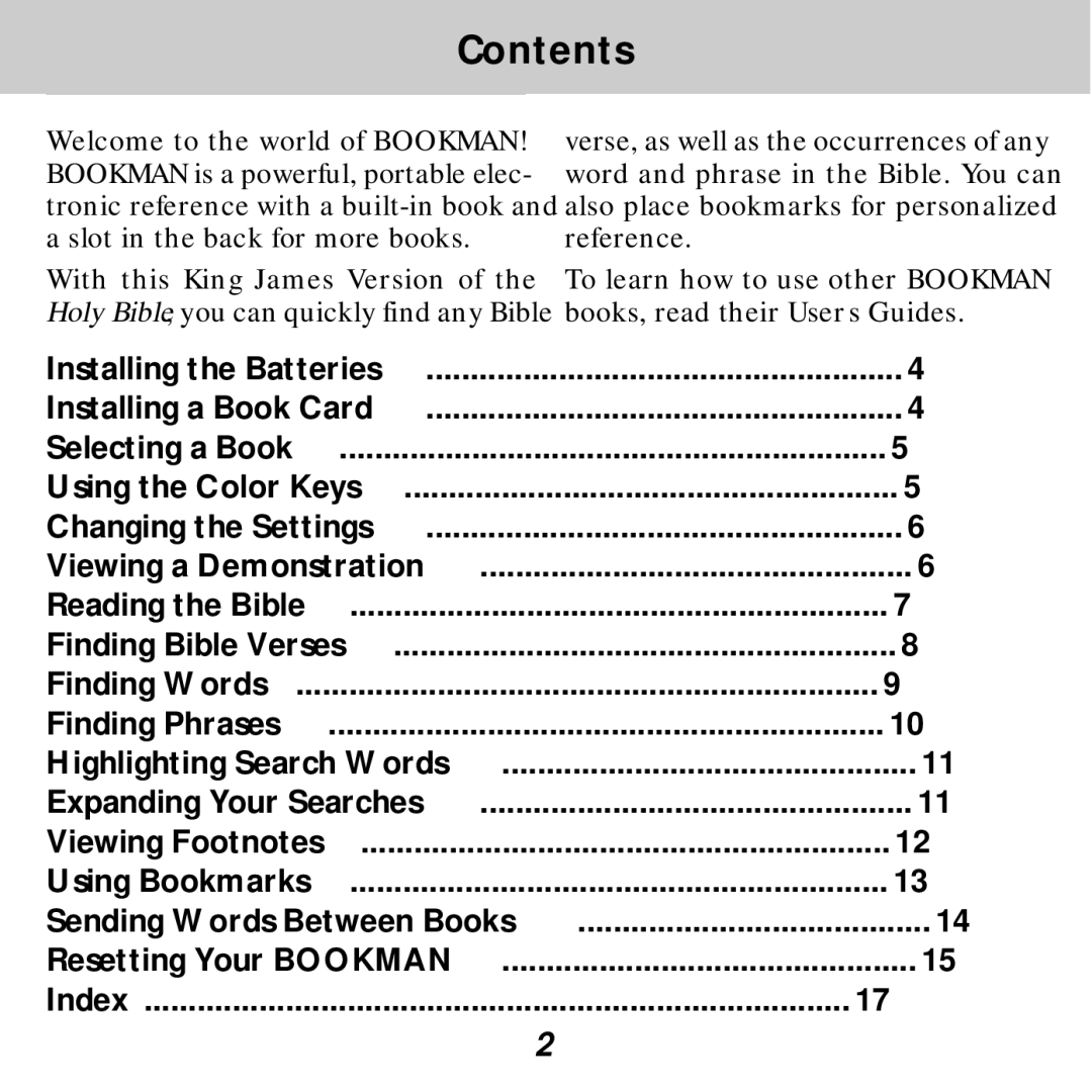 Franklin KJB-440 manual Contents 