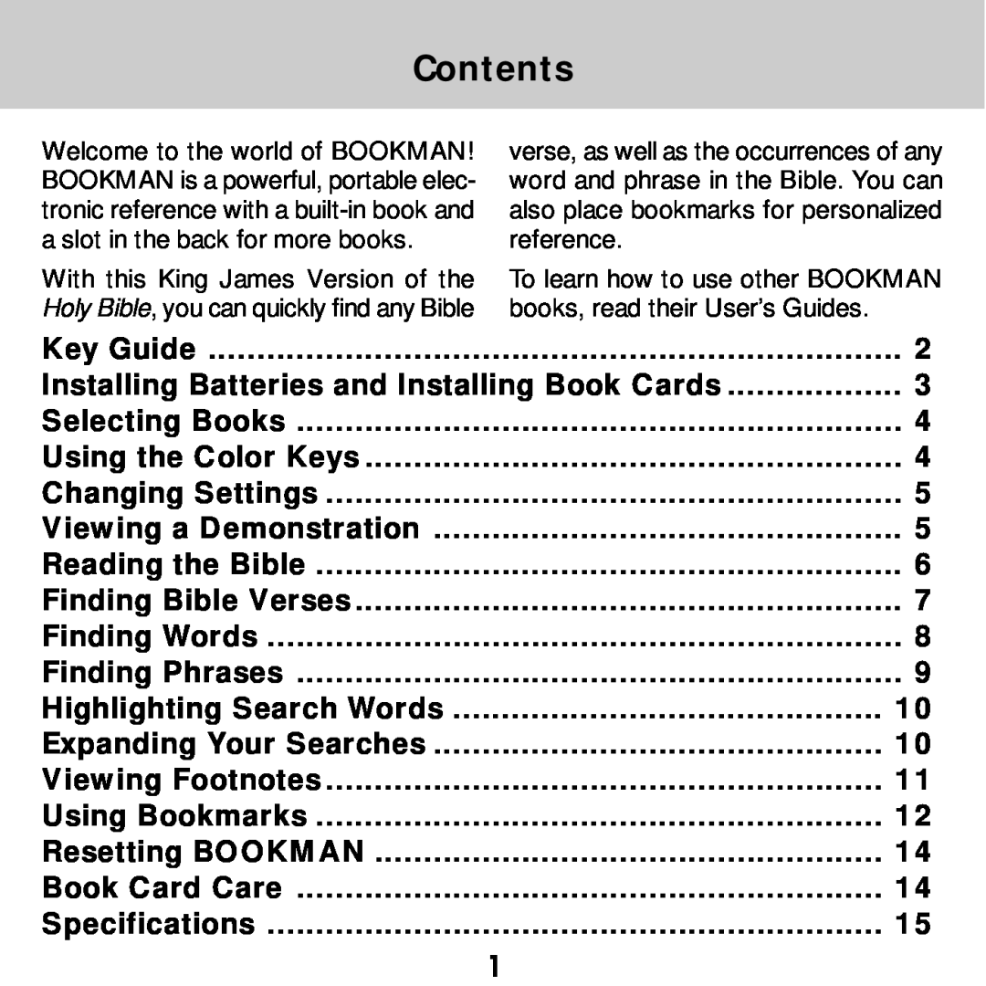 Franklin KJB-640 manual Contents 