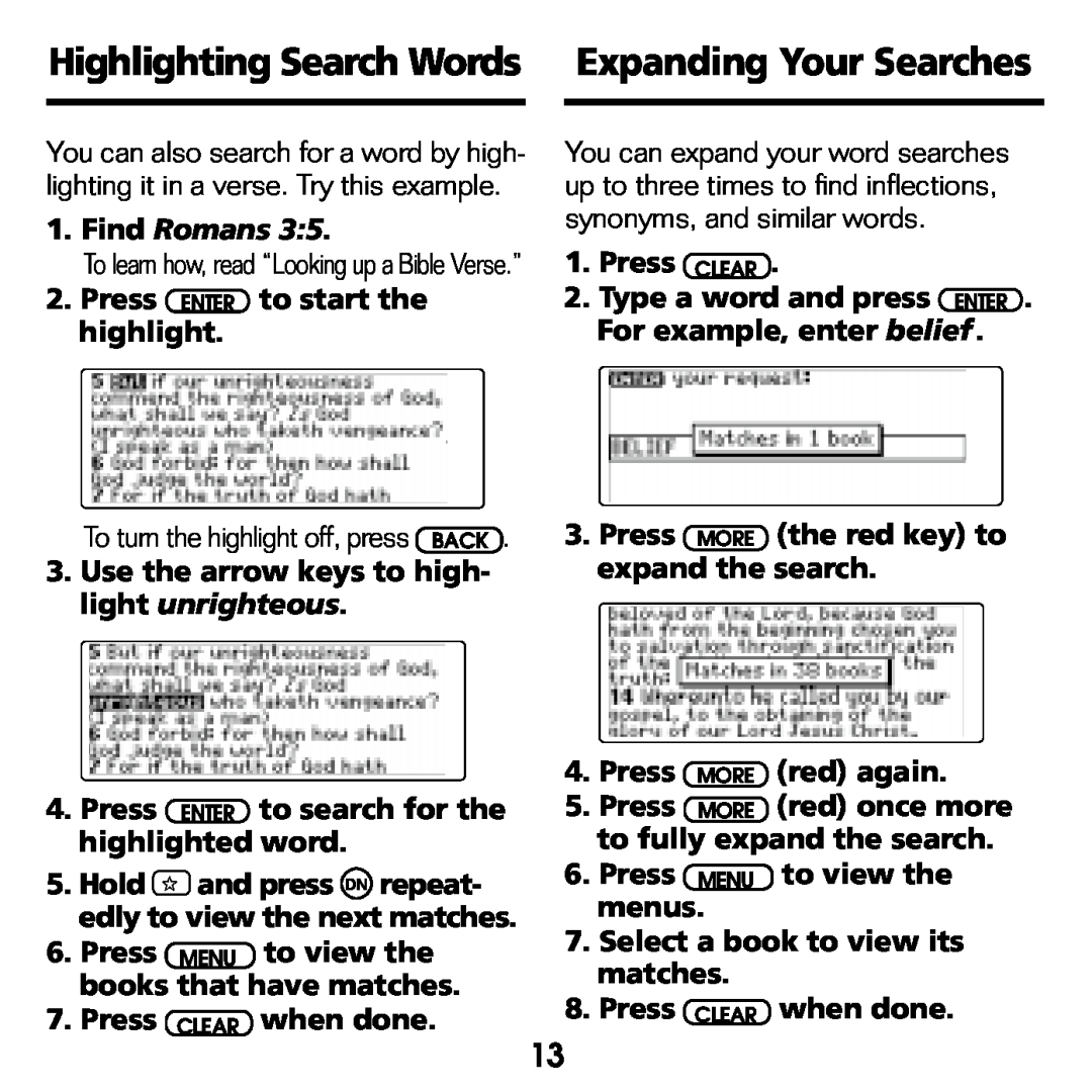 Franklin KJB-770 manual Highlighting Search Words Expanding Your Searches, Find Romans 