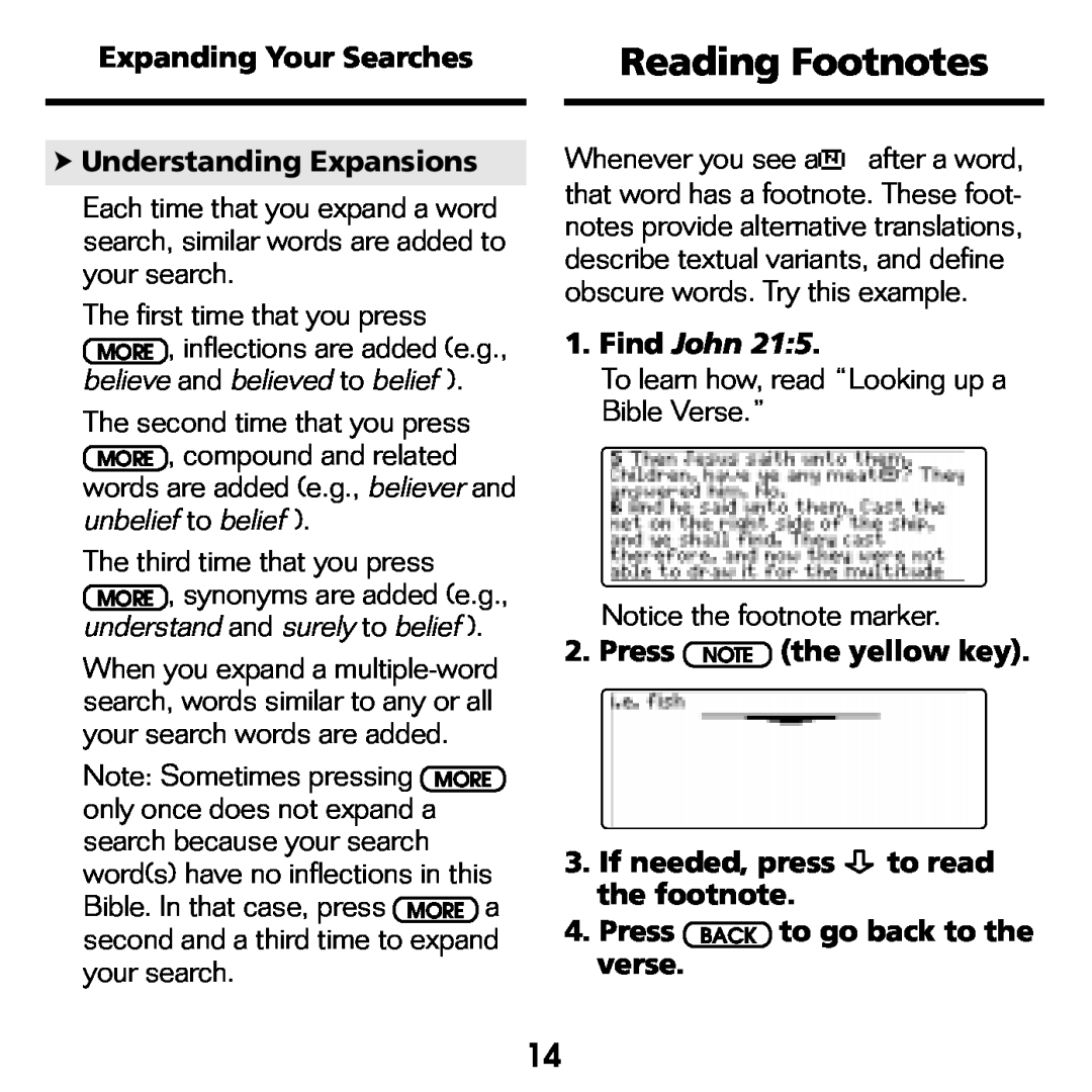 Franklin KJB-770 manual Reading Footnotes, The first time that you press, The third time that you press, Find John 