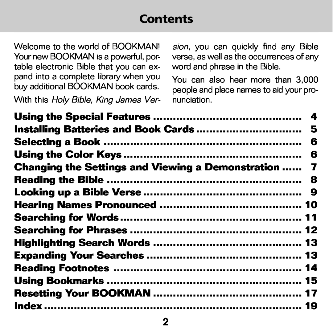 Franklin KJB-770 manual Contents 