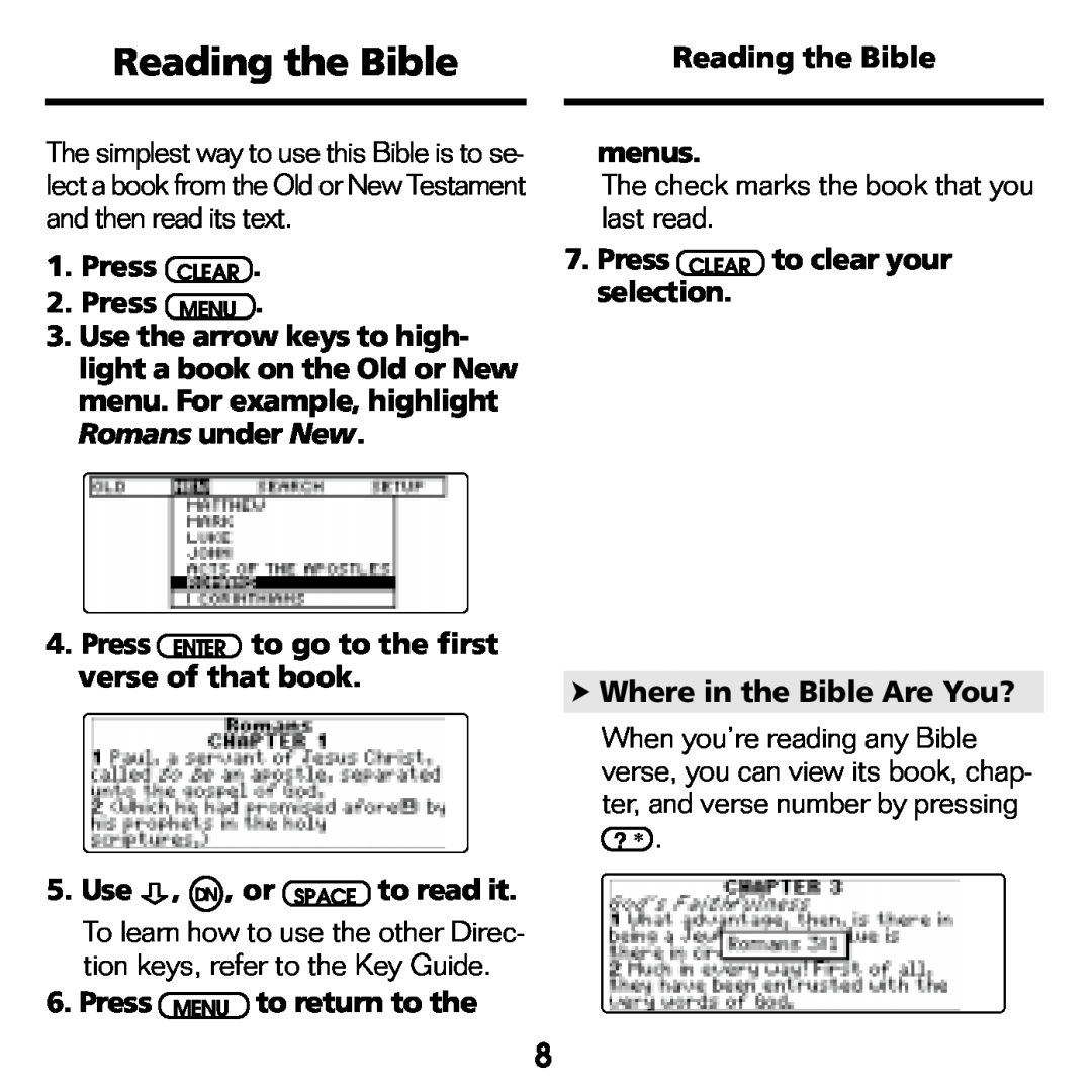 Franklin KJB-770 manual Reading the Bible 