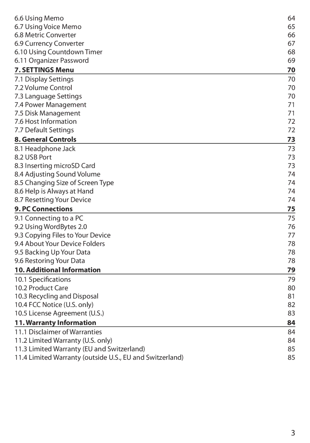 Franklin Language Master Language Learning Library, BDS-6100 manual Settings Menu 