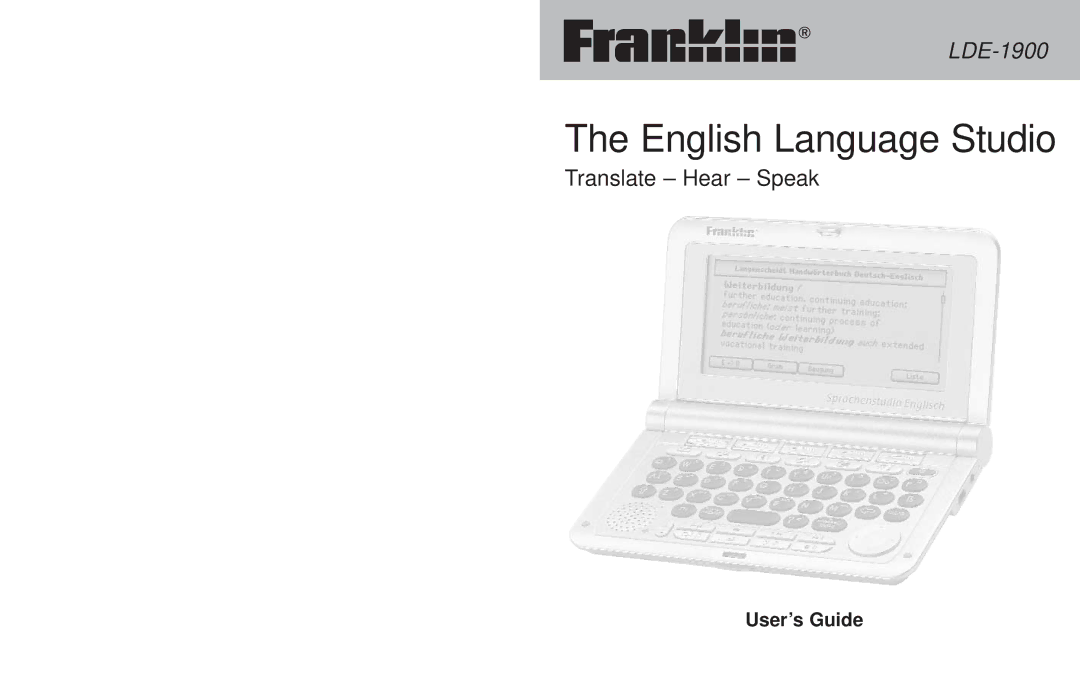 Franklin LDE-1900 manual English Language Studio, User’s Guide 