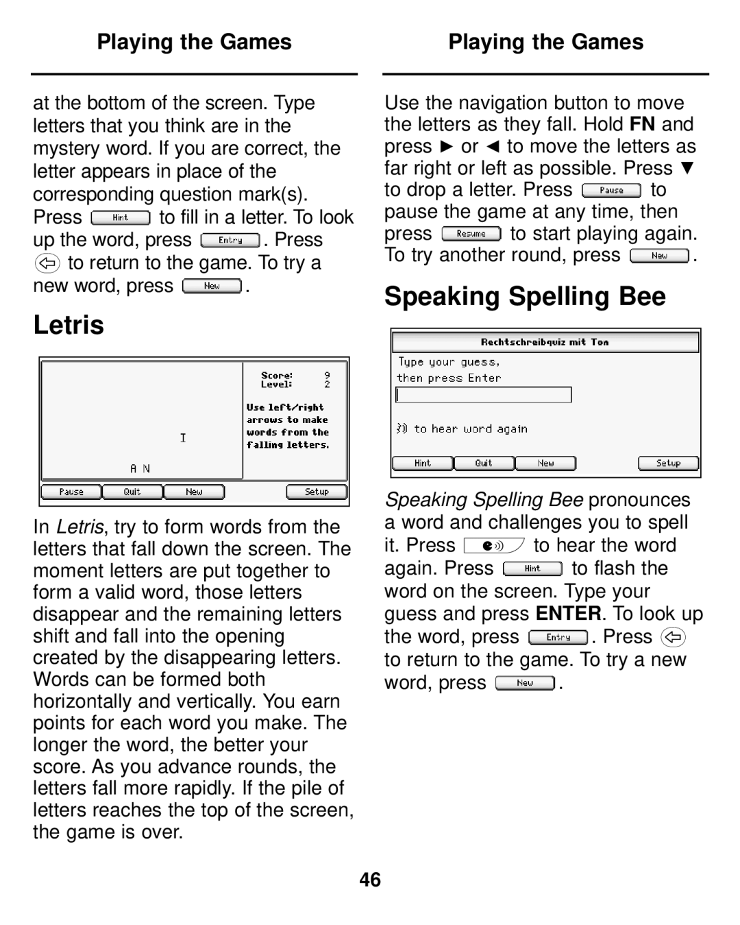 Franklin LDE-1900 manual Letris, Speaking Spelling Bee 