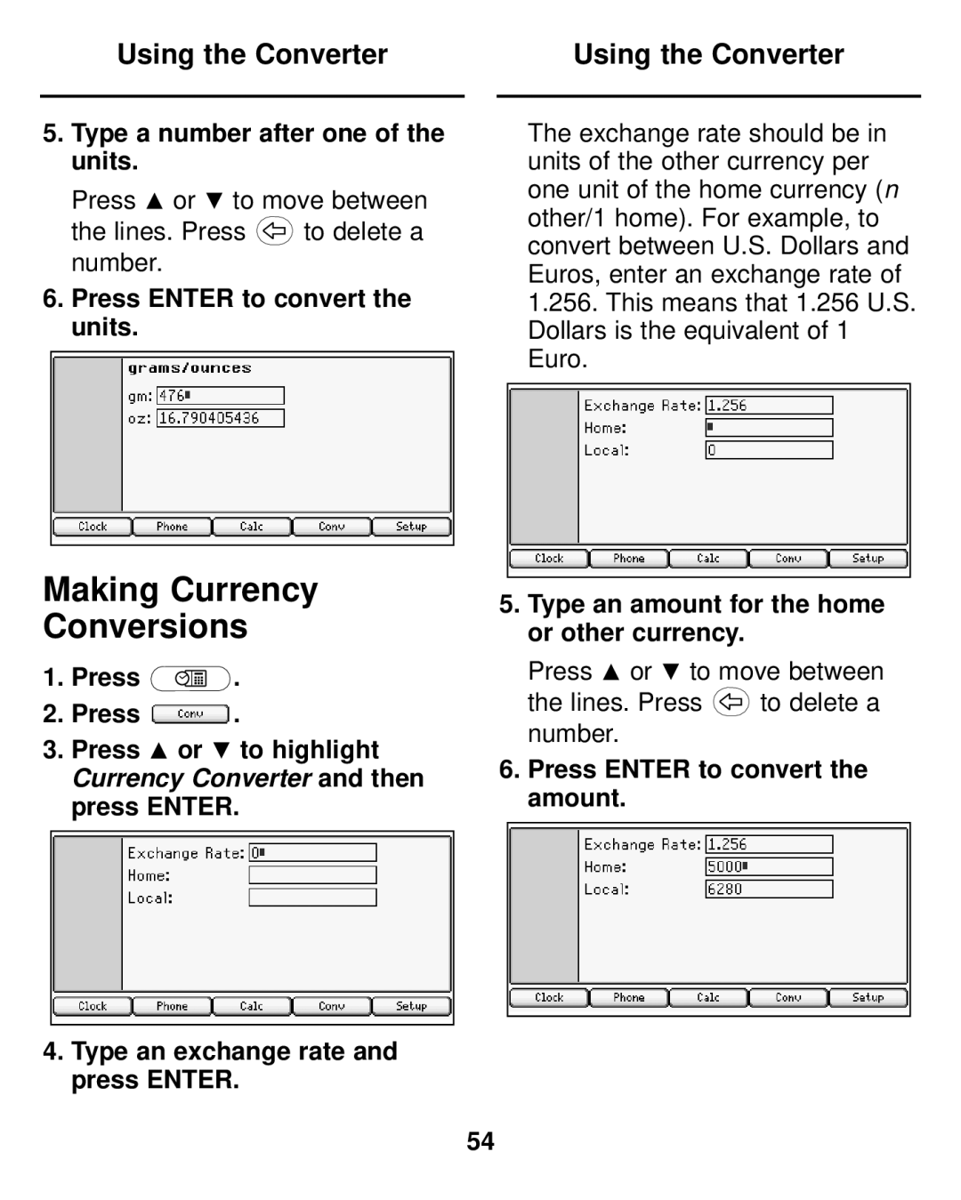 Franklin LDE-1900 manual Making Currency Conversions, Using the Converter 