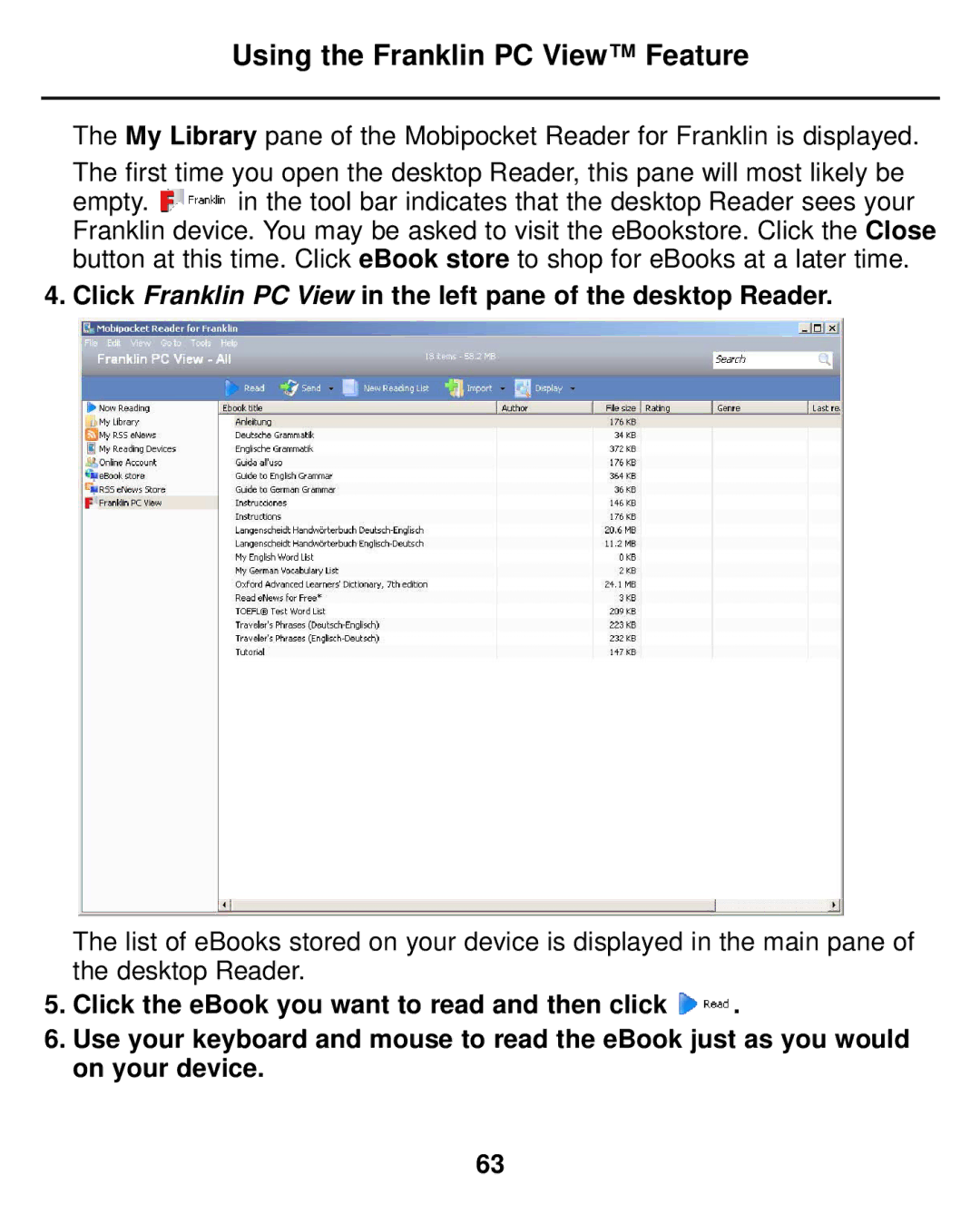 Franklin LDE-1900 manual Using the Franklin PC View Feature 