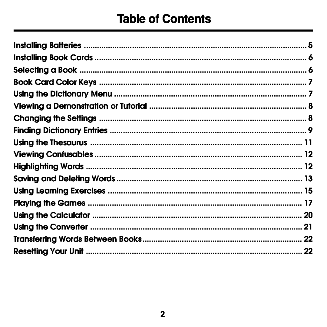 Franklin MWD-1440 manual Table of Contents 