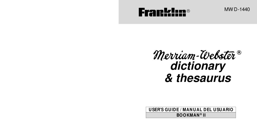 Franklin MWD-1440 manual Dictionary Thesaurus 