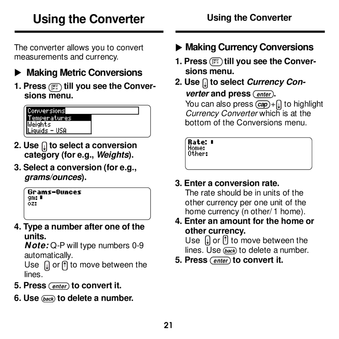 Franklin MWD-1440 manual Using the Converter, Making Currency Conversions 