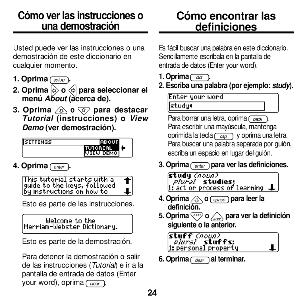 Franklin MWD-400 manual Cómo encontrar las, Definiciones, Cómo ver las instrucciones o, Una demostración 